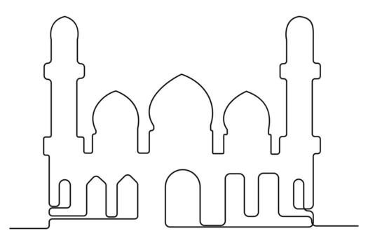 Minimalist continuous line art of a mosque for digital and print use vector