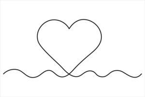 Continuous line drawing of a heart outline for clean and elegant designs vector