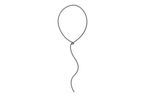 Continuous one line drawing of Ballon symbol isolated on white background outline art illustration vector