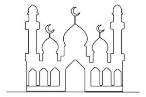 Abstract mosque outline in one line drawing for professional artwork vector