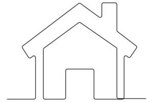 Minimal house outline drawing in continuous line style for digital art vector
