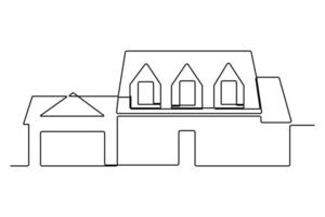 Abstract continuous line drawing of a house outline for graphic illustrations vector