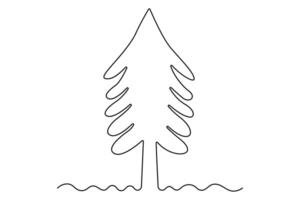 Elegant winter tree contour line art for minimalist collections vector