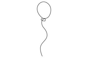 Continuous one line Ballon symbol outline art illustration vector