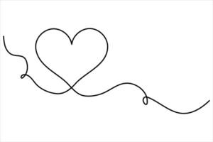 Simple and stylish heart outline in continuous line art for digital art vector