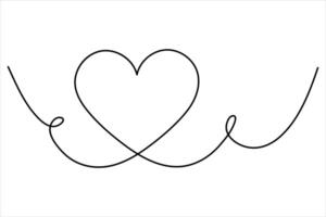 Simplistic heart outline in one line drawing style for artistic use vector