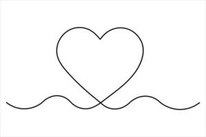 Modern minimalist heart outline in one line drawing style for unique projects vector