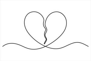Creative heart outline in continuous line art for romantic-themed graphics vector