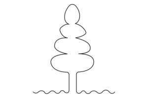 Continuous line art winter tree silhouette for innovative designs vector
