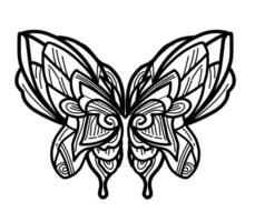 A butterfly coloring page with a black and white design vector