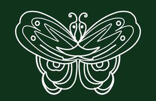A butterfly with a white outline on a green background vector