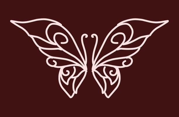 Butterfly wing ornament outline