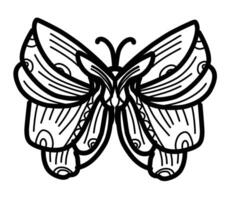 A butterfly coloring page with a black and white outline vector