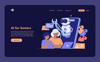 Tech Help Across Generations. Flat Illustration vector