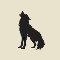Silhouette of a wolf howling on a solid color background vector