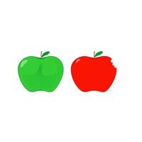 Red an green delicious or Fuji apple fruit with leaf flat icon vector