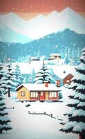 A winter scene with houses and trees in the snow video