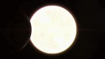 A dramatic close-up view of a solar eclipse, showcasing the moon obscuring a portion of the sun. video