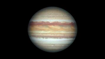 Detailed close-up view of Jupiter, showcasing its iconic cloud bands and the Great Red Spot. 4K. video