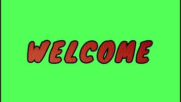 Animation text Welcome orange color on green background video
