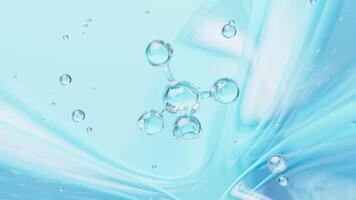 Cyan glass spheres, abstract molecules with glass background, 3d rendering. video
