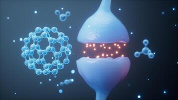 Molecules and synapses, nervous system concept, 3d rendering. video