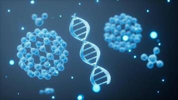 DNA and molecules, biomedical and molecular structure, 3d rendering. video
