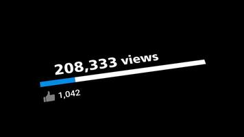 Social Media Views and Like Counting YouTube 1 Million Views Counter Like Increasing Views And Likes Alpha Channel. 4K Resolution video