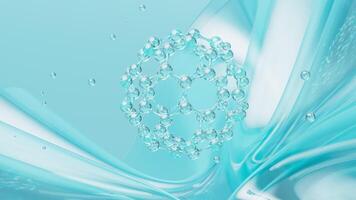 Spherical molecular structure with glass background, 3d rendering. video