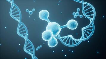 DNA and molecules, biomedical and molecular structure, 3d rendering. video