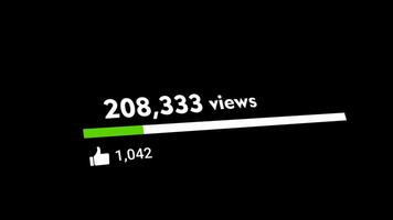 Social Media Views and Like Counting YouTube 1 Million Views Counter Like Increasing Views And Likes Alpha Channel. 4K Resolution video