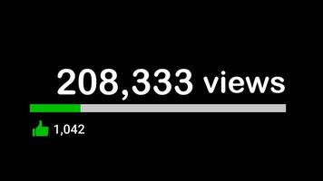 Social Media Views and Like Counting YouTube 1 Million Views Counter Like Increasing Views And Likes Alpha Channel. 4K Resolution video