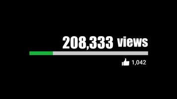 Social Media Views and Like Counting YouTube 1 Million Views Counter Like Increasing Views And Likes Alpha Channel. 4K Resolution video