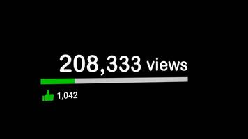 Social Media Views and Like Counting YouTube 1 Million Views Counter Like Increasing Views And Likes Alpha Channel. 4K Resolution video