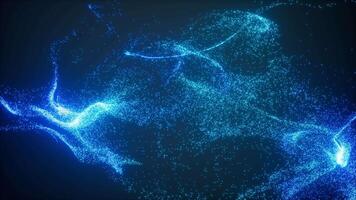 Blue abstract glowing particles, 3d rendering. video