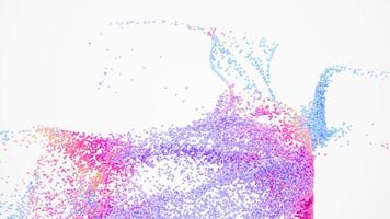 Abstract splashing particles, colorful particles, 3d rendering. video