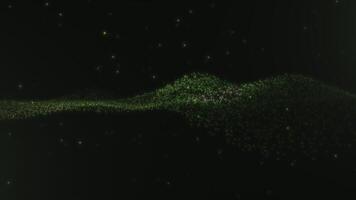 Green Glowing Particle Wave on Dark Background video