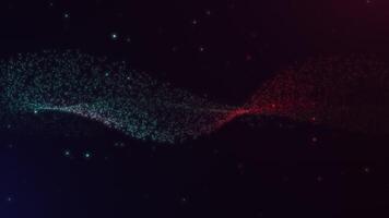 Blue and Red Particle Wave Animation on Dark Background video