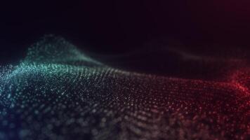 Dynamic Turquoise and Red Particle Wave on a Dark Background video