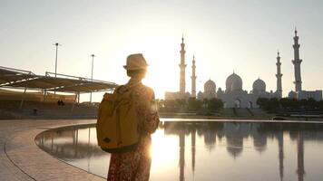 stunning view of iconic Sheikh Zayed Mosque in Abu Dhabi. video