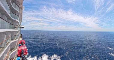 Panoramic view of the sea from a moving cruise ship, capturing the vast ocean and serene horizon video