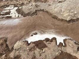 Melting snow on the ground photo