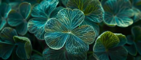 Close-up of green leaves with water drops. photo
