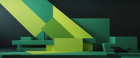 A green and yellow abstract design on a black background photo