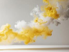 Vibrant Swirls of Yellow and White Smoke Creating a Dreamlike Background for Creative Projects and Visual Designs photo