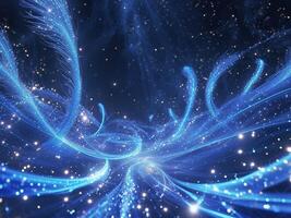 Dynamic Blue Abstract Background with Glowing Light Streaks and Particles photo