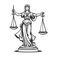 Lady Justice Cartoon Doodle for T-Shirt, Web, Mobile Apps, UI - Icon Logo Sketch Style vector