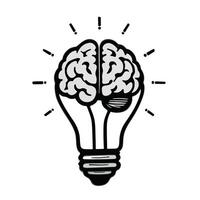 Brain inside lightbulb icon, creativity and intelligence concept on white background vector