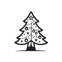 Festive Christmas Tree Icon with Star and Decorations on White Background vector