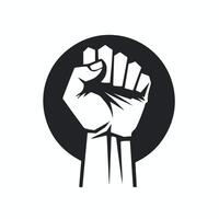 Empowering Raised Fist Icon on White Background vector